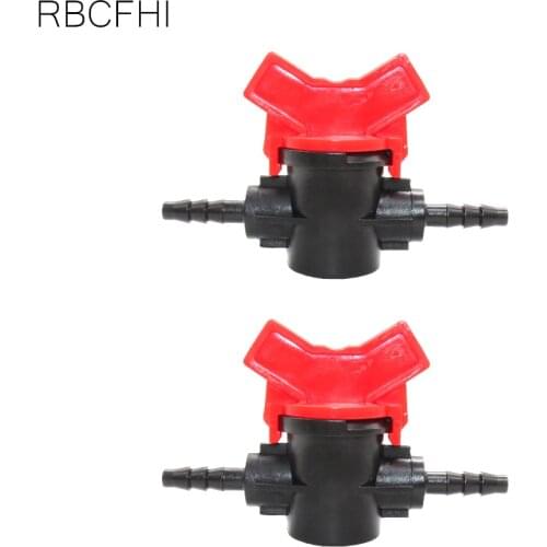 RBCFHl 2PCS Garden Irrigation 1/4" Barb Coupling Pipe Water Hose Switch Plastic Valve 4/7mm Tap Hose Connector Drip Fittings