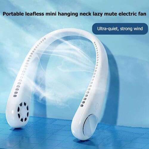 Adjustable 3 Gears Hands-free Hanging Neck Fan USB Rechargeable Cooler Dual Fan Summer Cooler for Outdoor Travel Office