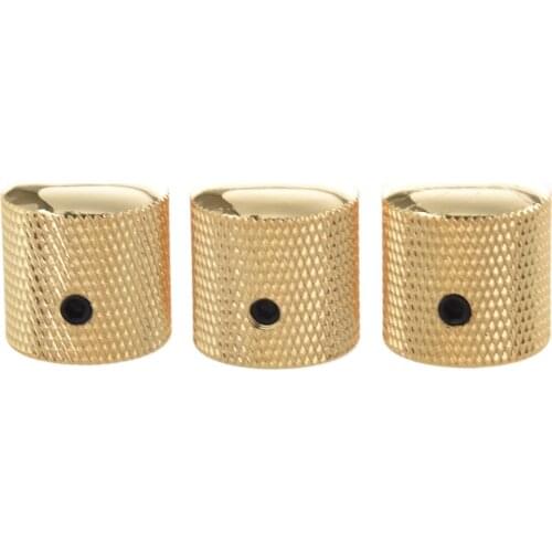 3PCS Gilded Metal Dome Knobs Knurled Barrel for Electric Guitar Parts Gold