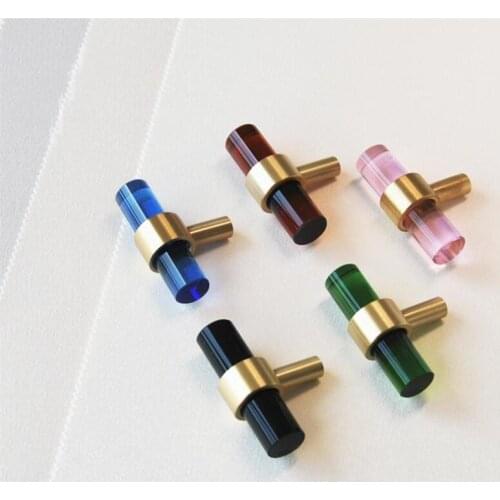 Crystal Single Hole Handle Green Gold Cabinet Wardrobe Entrance Door Knob Light Luxury Furniture Brass Small Handles