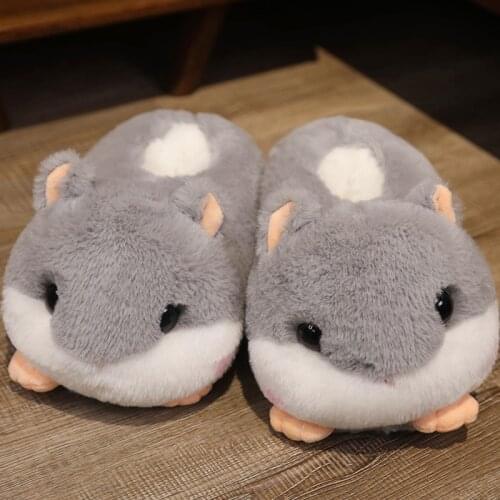 Ousefu Cute Cartoon animation house slippers Women Autumn Winter plush cotton slippers Couple floor shoes Keep warm Platform