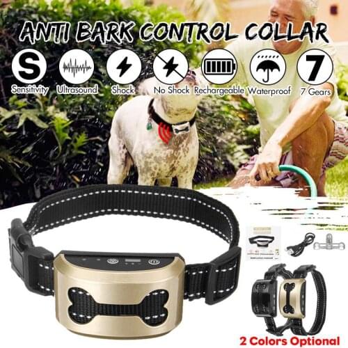 Intelligent Adjustment Pet Rechargeable Anti Bark Collar Control Train Stop Barking Waterproof Dog Ultrasonic Training Collars