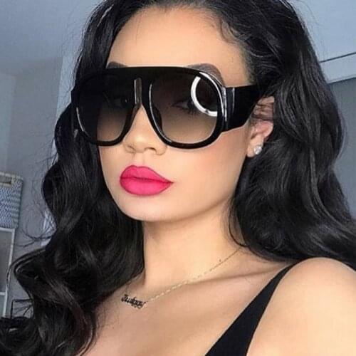 Vintage Thick Frame Womens Round Sunglasses Oversized Shades Luxury Brand Sun Glasses Women Man Glasses Oculos De Sol UV400