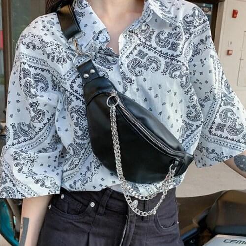 Women Fanny Pack Girl Leather Chest Bag for Women Branded Luxury Ladies Waist Pack Lady Chain Travel Shoulder Purses