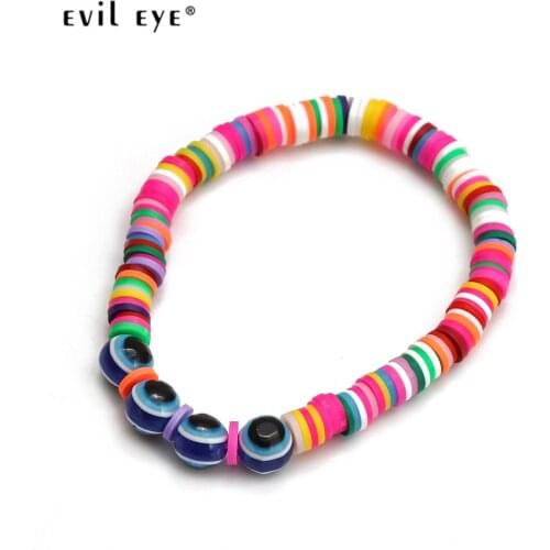 EVIL EYE Blue Turkish Evil Eye Bead Shell Bracelet Adjustable Colorful Beaded Bracelet Fashion Jewelry for Women Girls NB319