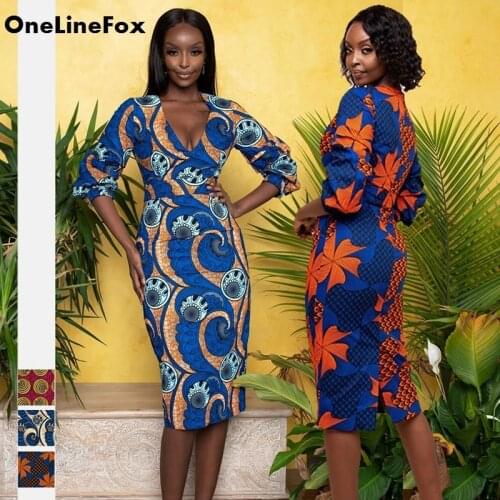 OneLineFox Womens Summer Dress Casual V-Neck Floral Print Three Quarter Sleeve Straight Spaghetti Strap Female Skirt