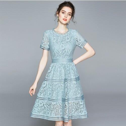 WomenS Dresses Short Sleeve Beach Printing long lace O-Neck Bohemian Summer Floral Dress Vestido Festa