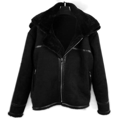 Winter Warm Faux Fur Men Hooded Jacket and Coats Automotive Designer Brand Mens Shearling Jacket Velvet Warm Overcoats Man A312