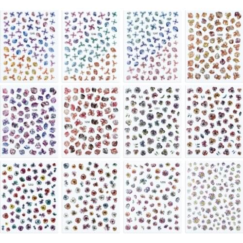 1pc Laser 3D Flower flash Shinny Nail Stickers Nail Decals 3D Dried Flower petal Slider Nail Decoration Manicure Adhesive Tattoo