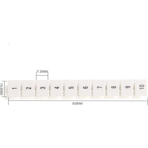 10PCS ZB8 Numbers Strip Markers for Rail Mounted Terminal Blocks UK-6N plastic white
