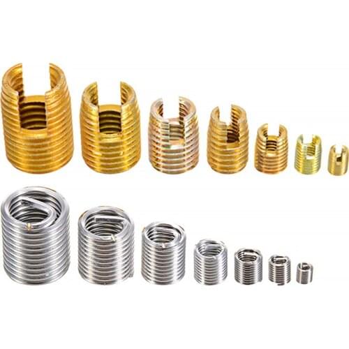 116Pcs Silver M3-M12 Steel Wire Thread Insert and Gold Self Tapping Thread Insert Set Repair Insert Kit Screw Thread Repair Tool