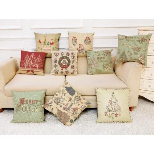 2018 New Christmas Cotton Hemp Pillow Case Pillow Office Living Room Bedroom Soft Comfort Christmas Gift