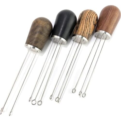 50LB 1pc Solid Wood Handle Stainless Steel Espresso Coffee Tamper Stirring Needle Espresso Tamper Espresso Packer Coffee Maker