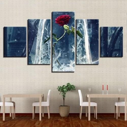 Abstract Modular Canvas HD Prints Rose Flower Art Posters Home Decor Wall Art Pictures 5 Pieces Paintings No Frame