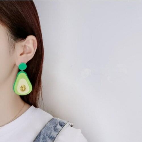Acrylic Fashion Avocado Earrings for Women Party Hip Hop Girls Cute Sweet Night Club Bar Funny Dangle Earrings Cartoon Mermaid