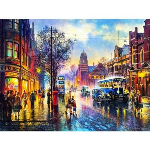 5D DIY Diamond Painting Street Craft Kit Diamond Embroidery Night Landscape Full Square Round Drill Home Decor Gift