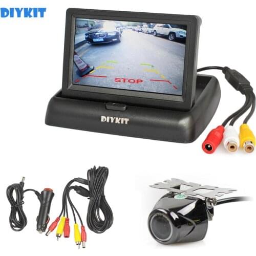 DIYKIT 4.3 Inch Car Reversing Camera Kit Back Up Car Monitor LCD Display HD Security Metal Car Rear View Camera