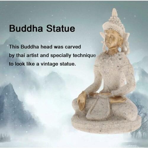 Sandstone Unique Buddha Figure Thailand Feng Shui Sculpture Buddhism Statue Budda Happiness Good Luck Ornaments for Home Decor