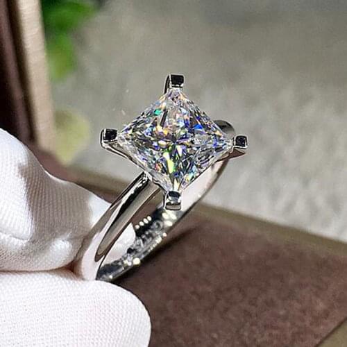MOONROCY Silver Color CZ Crystal Rings Cubic Zirconia Wedding Ring Engagement Ring Dropshipping Jewelry Wholesale for Women Gift