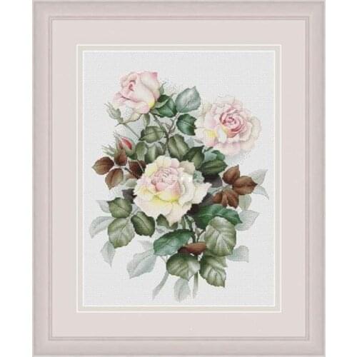Gold Collection Counted Cross Stitch Kit pink Roses Rose Elegant Flower Watercolour Flowers