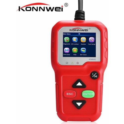 KONNWEI KW680 Red OBD 2 Automotive Scanner Tools Multi-languages Full OBD2 Function Auto Diagnostic Tool Code Reader Tester