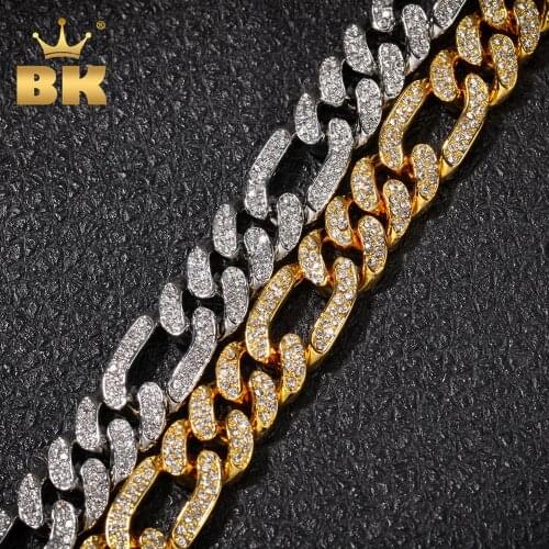 THE BLING KING 13mm Mix Cuban Chain Hiphop Necklace Zinc Alloy With Rhinestones Gold Punk Jewelry Dropshipping