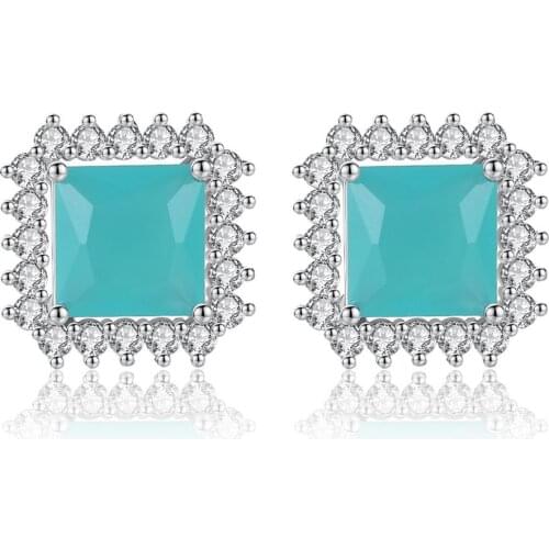 Tiny Trendy Cubicn Zirconia Square Stud Earrings Luxury Green Cz Stone Earrings For Women And Girls Jewelry 2019