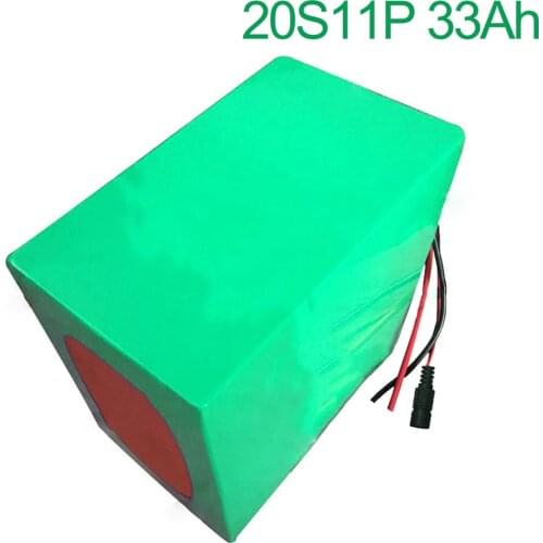 72V 33Ah 20S11P 18650 Li-ion Battery electric two Three wheeled motorcycle bicycle ebike 240*185*160mm