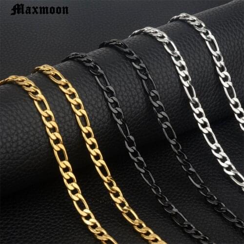 MAXMOON 2020 Fashion New Figaro Chain Necklace Men Stainless Steel Gold Color Long Necklace For Men Jewelry Gift Collar Hombres