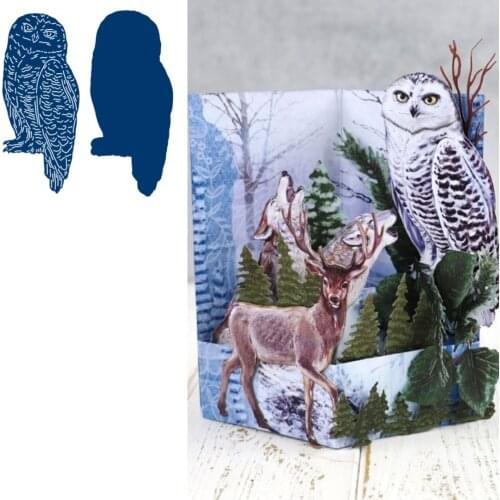 Snowy Owl Metal Cutting Dies Scrapbook Diary Decoration Stencil Embossing Template DIY Greeting Card Handmade 2021 NEW Product