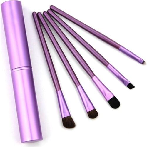 5Pcs Travel Makeup Brushset Portable Aluminum Tube Mini Eye Brush Eyeliner Eyeshadow Somked Make Up Brushes Set