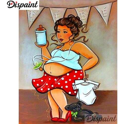 Dispaint Full Square/Round Drill 5D DIY Diamond Painting "Fat woman" Embroidery Cross Stitch 3D Home Decor A06072