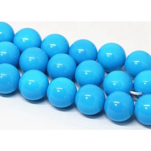 New arrival sky blue round Glass synthetic shell Pearl loose beads 4-14mm pick size high grade jewelry design making 15inch T8