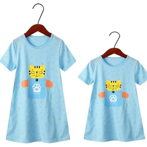 Family Matching Clothes Mommy and Me Fashion Girl Summer Animal Print Dress Mother & Daughter Outfits Family Outfit Matching