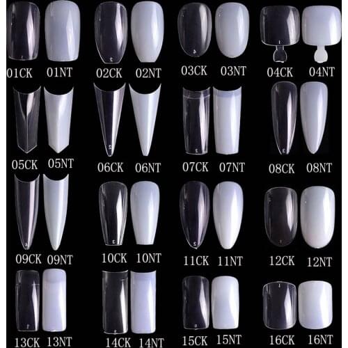Wholesale 20 bags Natural Clear Straight Round End Full/Half Acrylic Ballet Coffin French False Nail Tips Fake Nail Tip Manicure