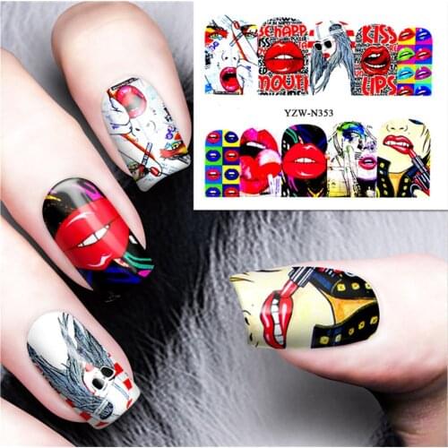 1Sheet Nail Decals Water Transfer Stickers Sexy Lips Tongue Makeup Girls Sliders Decoration Manicure Wraps Tattoo