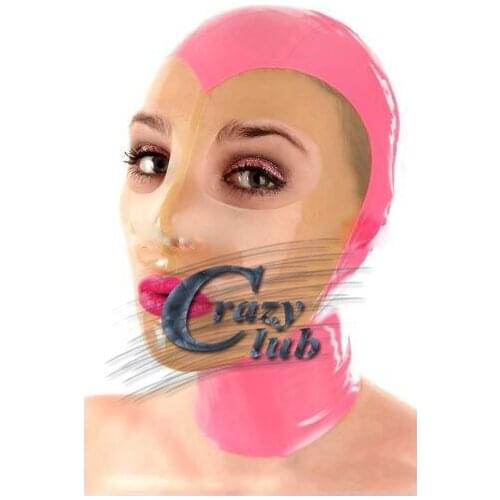 Crazy club_Customized Latex Sexy Latex mask cosplay mask pink & transparent Halloween Party Mask