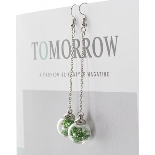 Flower Eardrop Dried Flower In Glass Ball Earrings Fantasy DIY Ear Lines Dangle Earring For women #HZ229