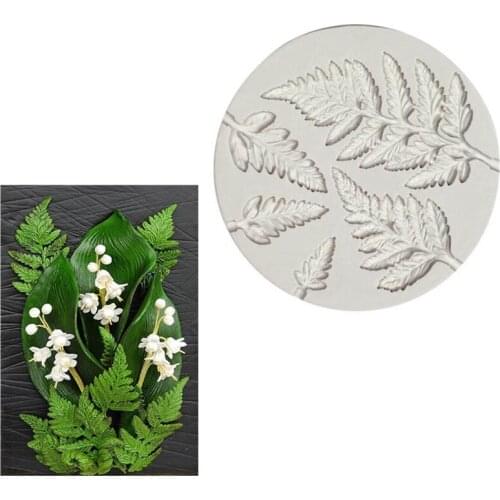 Fern Leaf Fondant Cake Silicone Mold Cookie Ice Cream Molds Biscuits Candy Chocolate Mould Baking Cake Decoration Kitchen Tools