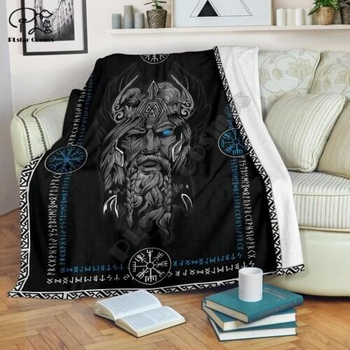 NORSE GOD ODIN FLEECE BLANKET 3D printed Sherpa Blanket on Bed Home Textiles Dreamlike HOME ACCESSORIES
