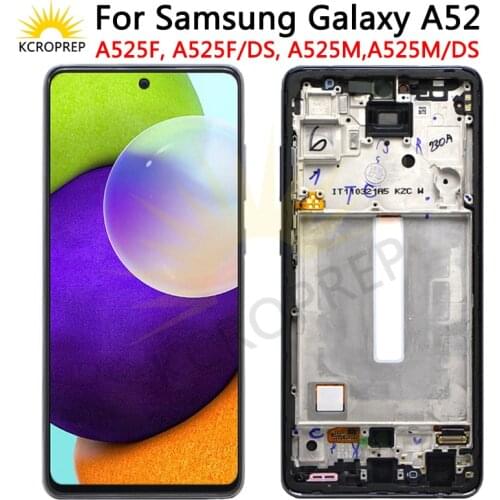 Super AMOLED For Samsung Galaxy A52 LCD A525F A525M Display Touch Screen Digitizer +frame Assembly For samsung A52 A525 LCD