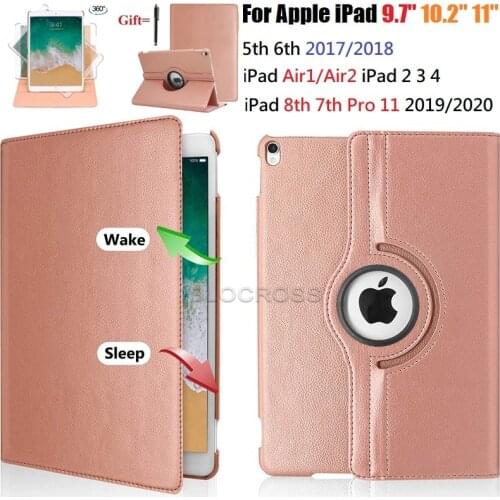 Case for ipad 5th generation Smart Case for ipad Air2 A1566/A1476 for ipad 2017 Cover 360 Degree Rotating PU Leather Flip Cover