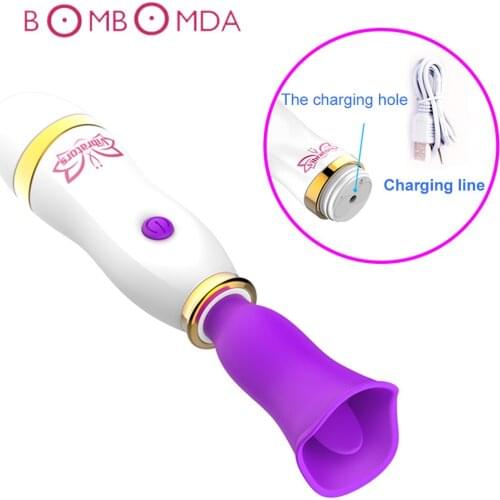 12 Speeds Tongue Vibrator For Women Nipple Massager Clitoris Licking Stimulator AV Stick Sex Toys for Women Masturbator Sex Shop