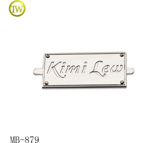MB879 High quality metal logo tag shiny silvermetal label for clothes and purse
