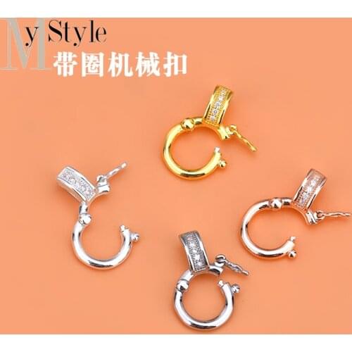 925 pure silver Thai silver DIY jewelry with ring button accessories can be opened, mechanical buckle, manual bead material
