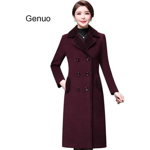 Winter Coats Solid Coat M-5XL Casaco Feminino Abrigos Mujer Autumn Wide Cashmere Blends Woolens Outerwear Female Coat Autumn