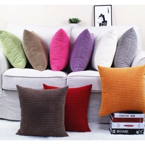 1pcs Corduroy Soft Solid Decorative Square Throw Pillow Covers Set Cushion Case for Sofa Bedroom Car 24x24 inch 60x60 cm