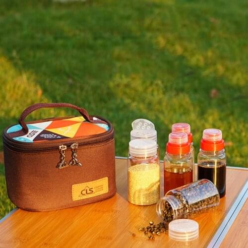 6Pcs/Set BBQ Grilling Spice Jar Condiment Pepper Salt Bottle Salad Oil Storage Empty Bottles with Hand Carry Bag