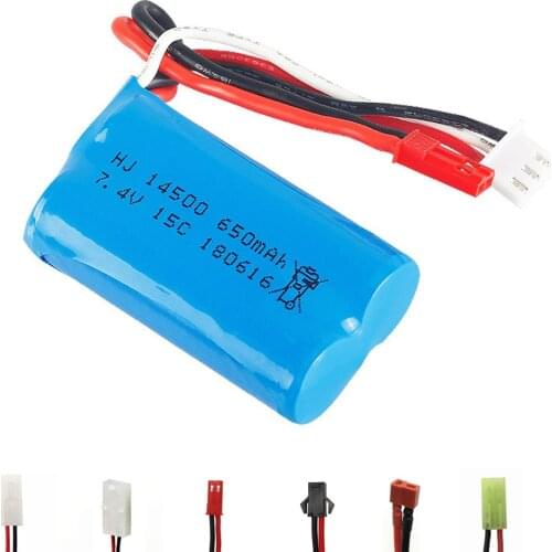 7.4V 650mAH 14500 15C Lipo Battery For Syma F1 BR6802 HJ370 W608-7 YD712 YD921 Remote control helicopter toys accessories 7.4 V
