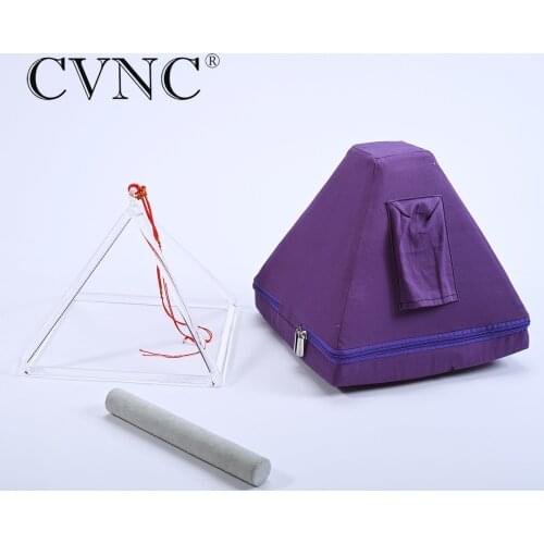 CVNC 8" Chakra Clear Quartz Crystal Singing Pyramid with Canvas bag